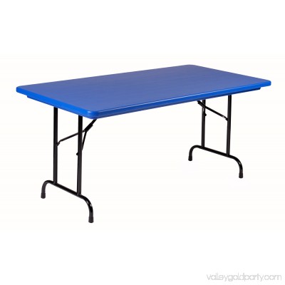 Correll Commercial Duty BLUE Plastic Top Folding Table One-Piece Blow-Molded Plastic Top is Waterproof, Scratch, Stain, & Impact Resistant, Colors go all the way through 557606420